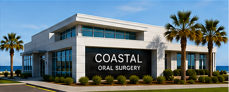 Coastal Oral Surgery practice exterior with palm trees